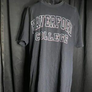 Haverford College T Shirt XL Black Short Sleeve Crew Neck Graphic Tee
